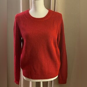J. Crew Women’s Red Crewneck Shaker Knit Cotton/Cashmere Sweater Size M